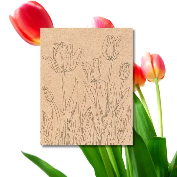 Pre-Marked Mdf Base Floral Theme Tulips By BeamArt