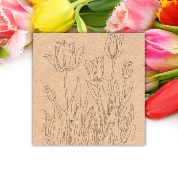 Pre-Marked Mdf Base Floral Theme Tulips By BeamArt