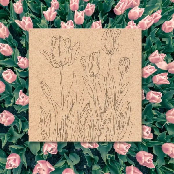 BeamArt Pre-Marked MDF Base-Floral Theme Tulips- DIY Craft - Image 4