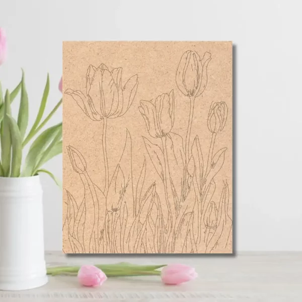 Pre-Marked Mdf Base Floral Theme Tulips By BeamArt