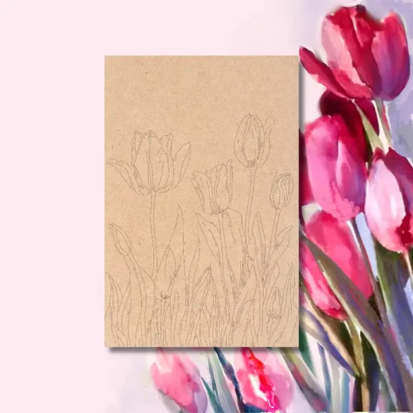 BeamArt Pre-Marked MDF Base-Floral Theme Tulips- DIY Craft - Image 10