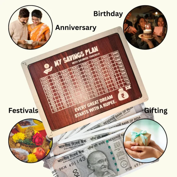 ₹ 10000 Savings Challenge Box Brown