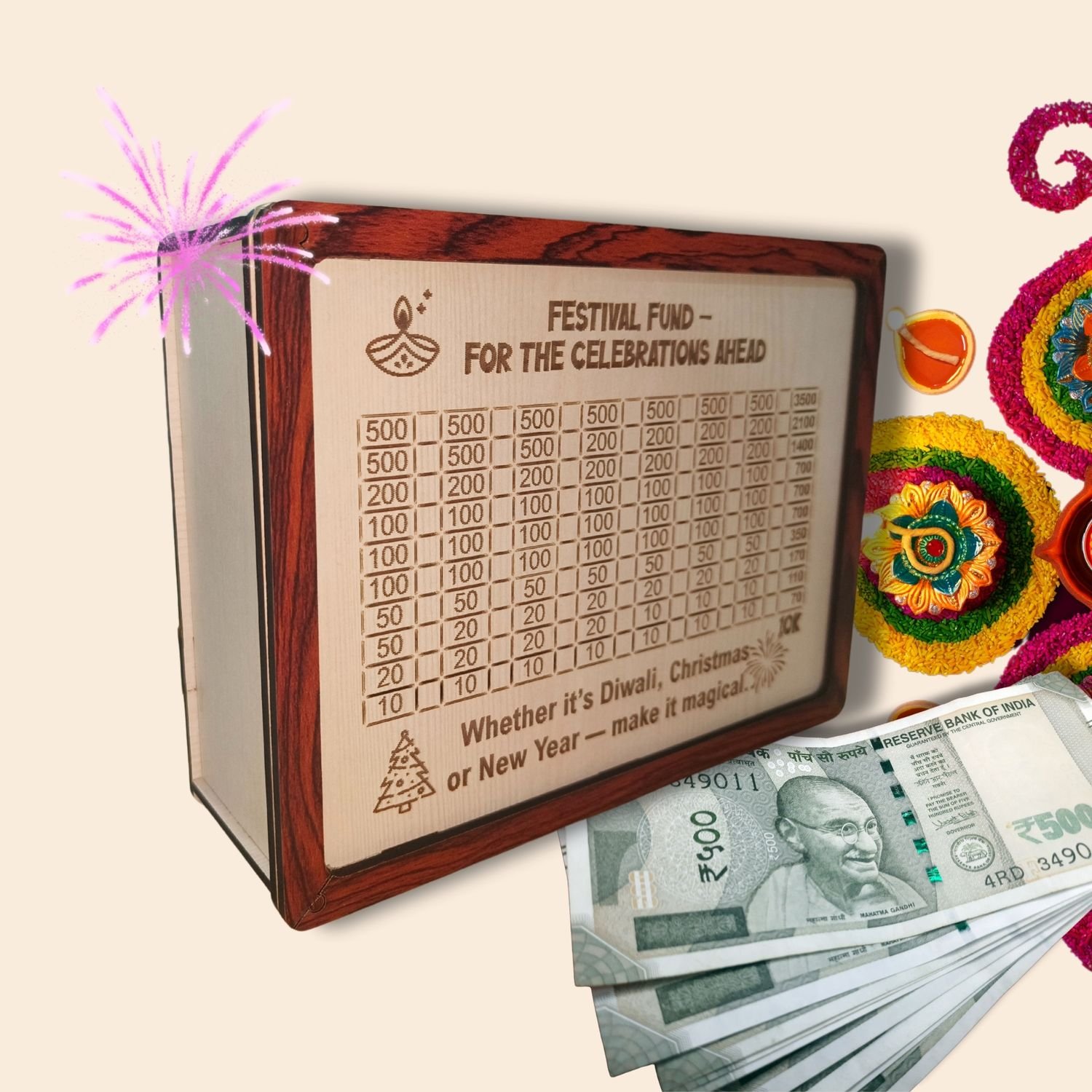 Festival Fund Money Saving Box (Beige)